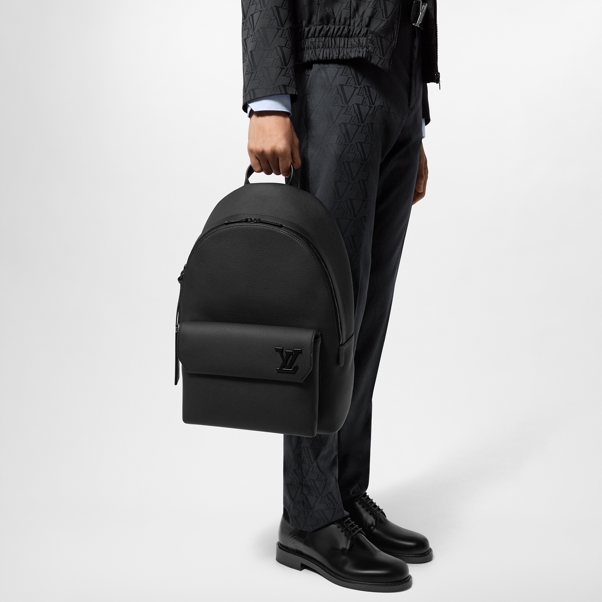 Louis vuitton black online leather backpack